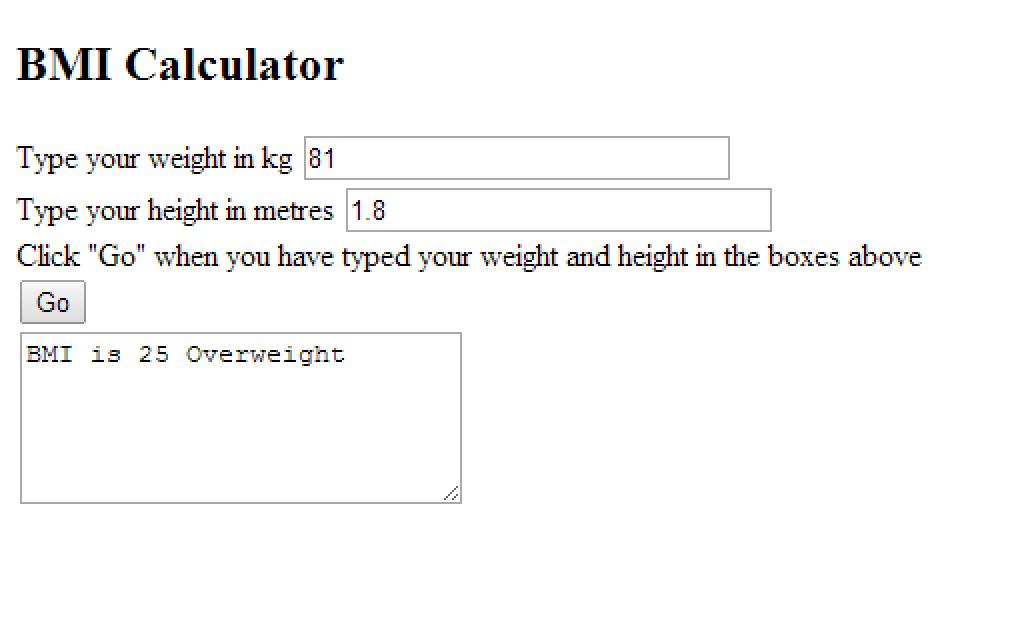 screen grab of BMI web page